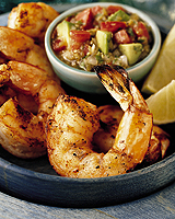 Grilled Shrimp with Tomatillo and Avocado Salsa BBQ Recipe